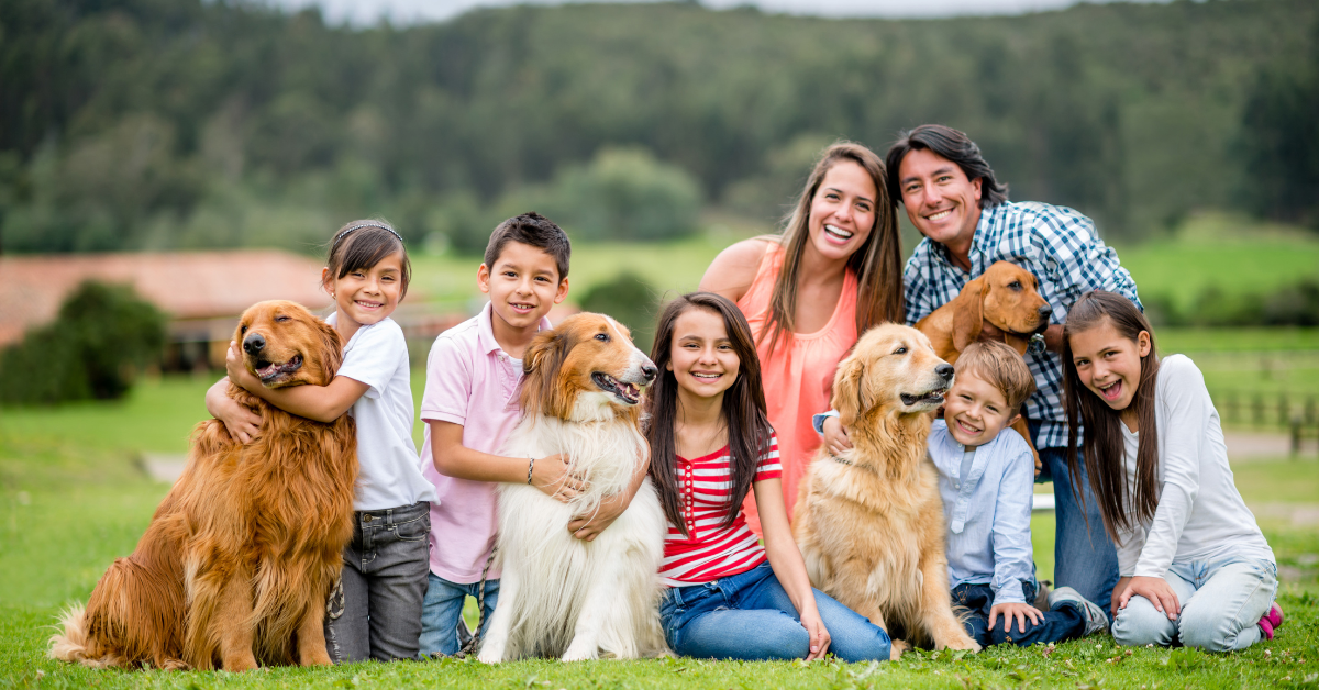 pest free happy family & pets outside